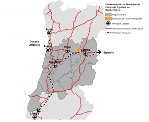 Mapa do enquadramento e acessibilidades do concelho de Fornos de Algodres